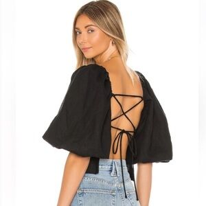 LPA Black Lace-Up Alice Top